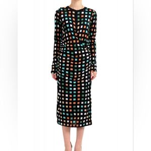 Hugo Boss Vibrant Checkered Long Sleeve Dress